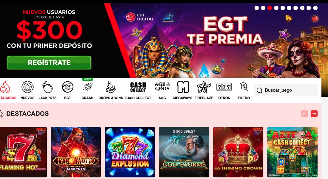 Sección de slots EGT Digital en Betcha Panamá con Flaming Hot, 40 Shining Crown y jackpots Bell Link