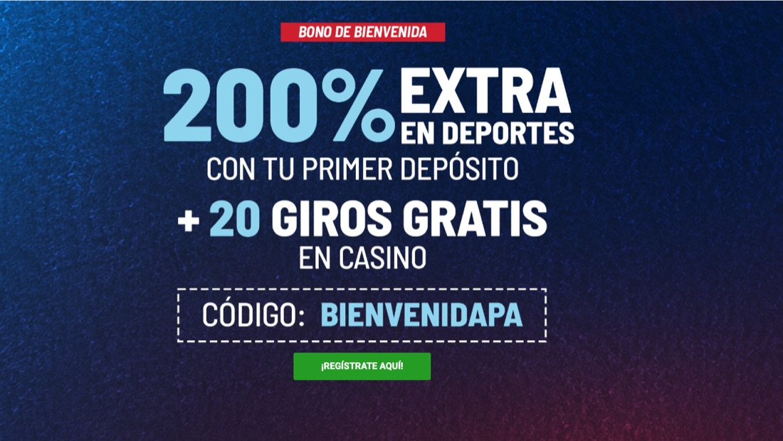 Bono de bienvenida de Betcris Panamá: 200% extra en deportes y 20 giros gratis con el código BIENVENIDAPA