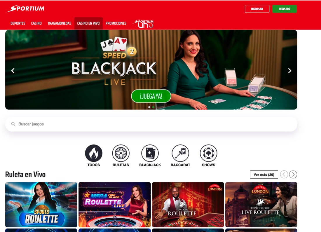 Casino en vivo de Sportium Panamá con ruletas de Playtech y mesas transmitidas desde el Hippodrome de Londres